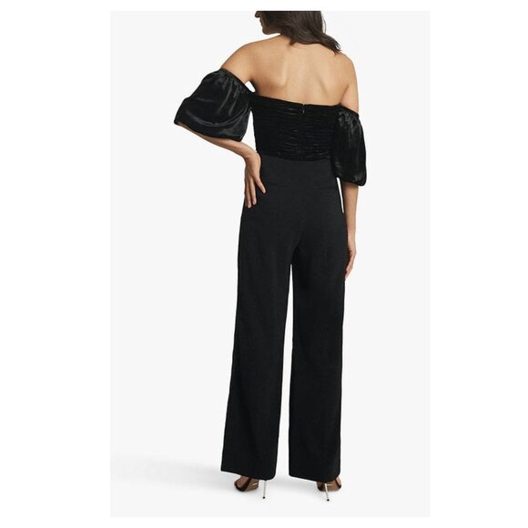 Reiss Julianna Puff Sleeve Velvet Off-Shoulder Jumpsuit - Picture 4 of 12